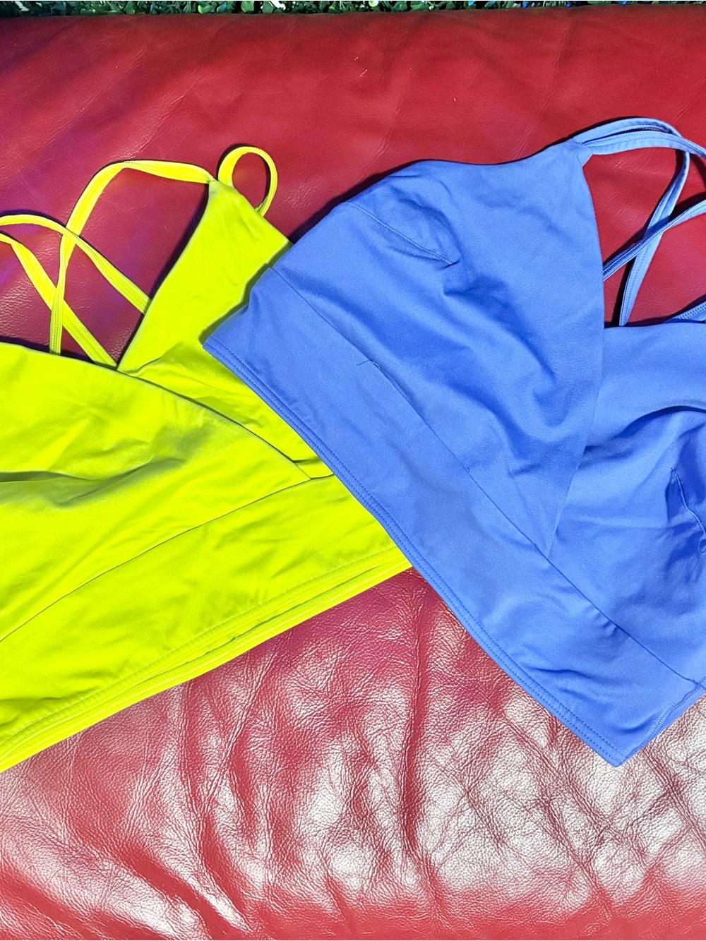 Women’s Performance Sports Bra — Neon Yellow & Periwinkle Blue